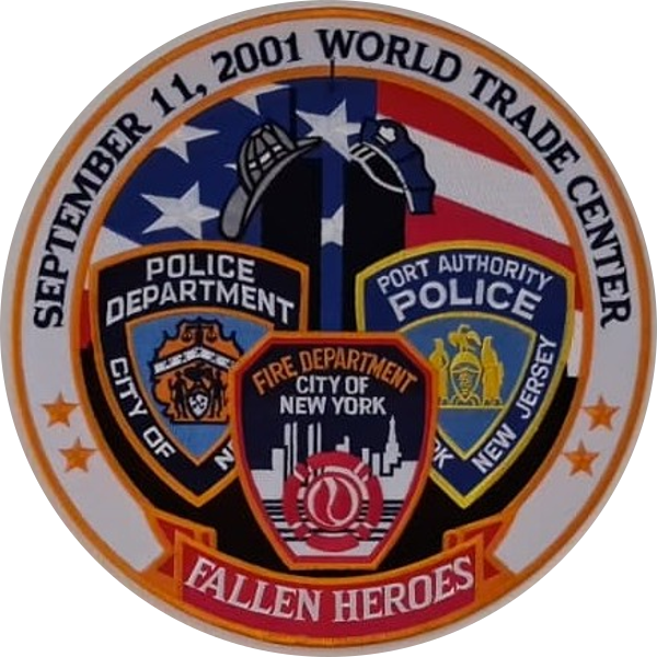 September 11, 2001 World Trade Center Fallen Heroes memorial patch honoring NYPD, FDNY, and Port Authority Police
